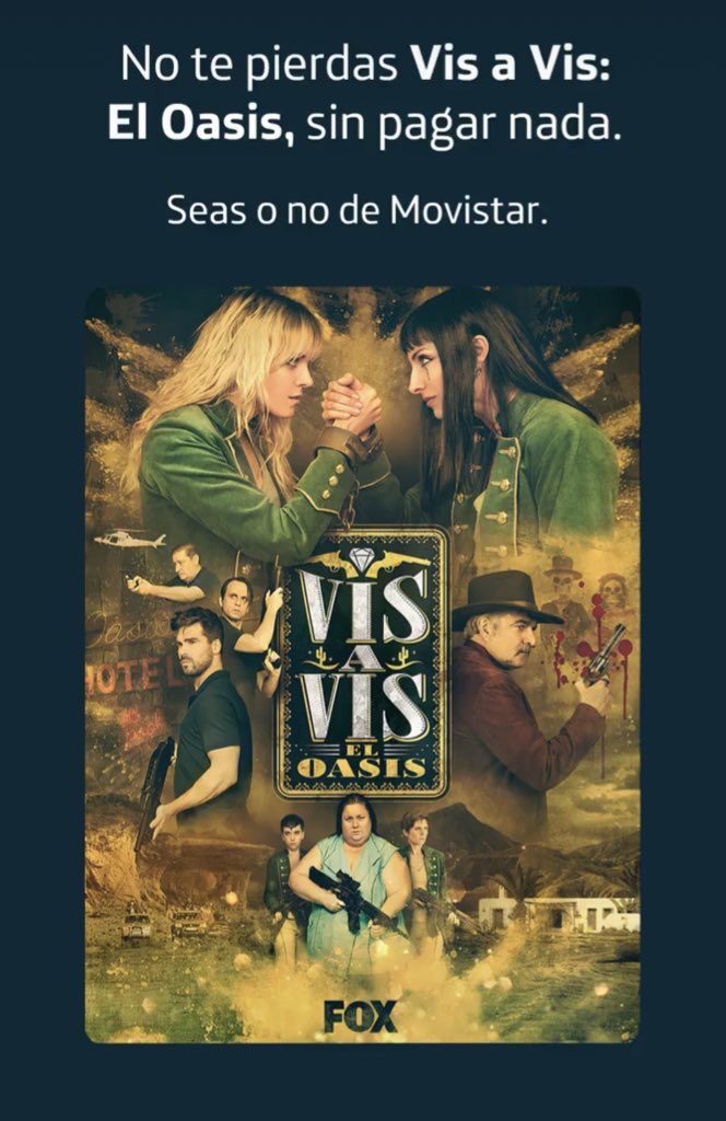 VisAVisSpain's tweet photo. 🔸 @MovistarPlus está ofreciendo su servicio Lite de forma totalmente gratuita hasta Junio, seas o no de esta compañía.

Puedes registrarte en este link y seguidamente disfrutar de los capítulos de Vis A Vis: El Oasis 🥳

👉🏻 https://t.co/mwwhMXyQty https://t.co/BkLU2ReCqa