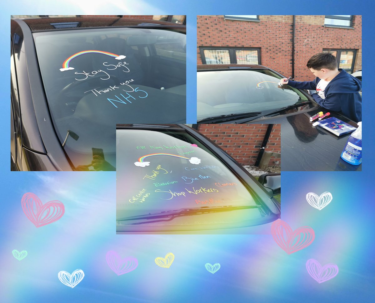 scarymonkeydani's tweet photo. @StLeonardsEK Corey had fun decorating the car window thanking everyone 💙🌈 https://t.co/U1PAmcv7G2