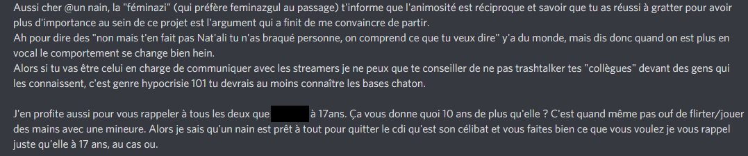 Là ou je vais un peu plus me pencher c'est sur son comportement, avec les meufs.En vous montrant un extrait du pavé de dépars que j'avais fait à la dragon squad pour leurs expliquer pourquoi j'ai décidé de partir à l'époque: