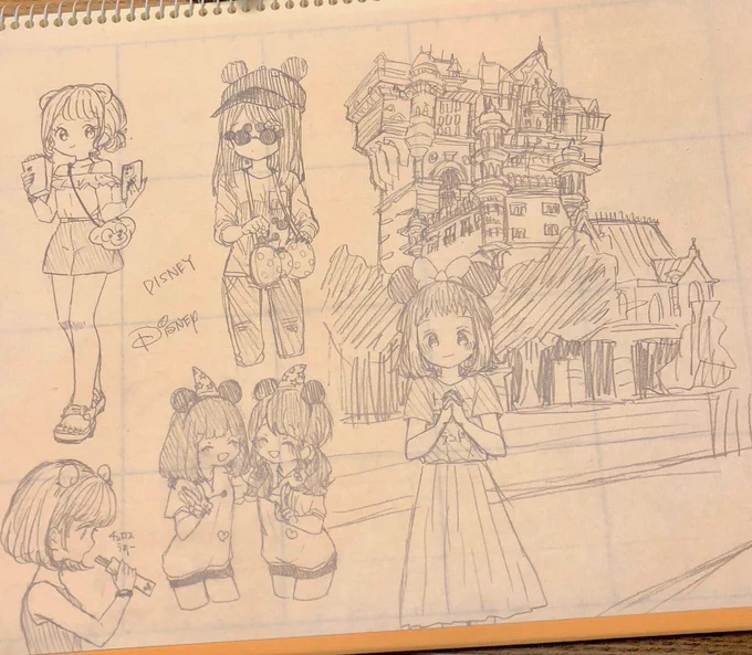 ディズニーに行きたすぎて描いた絵 