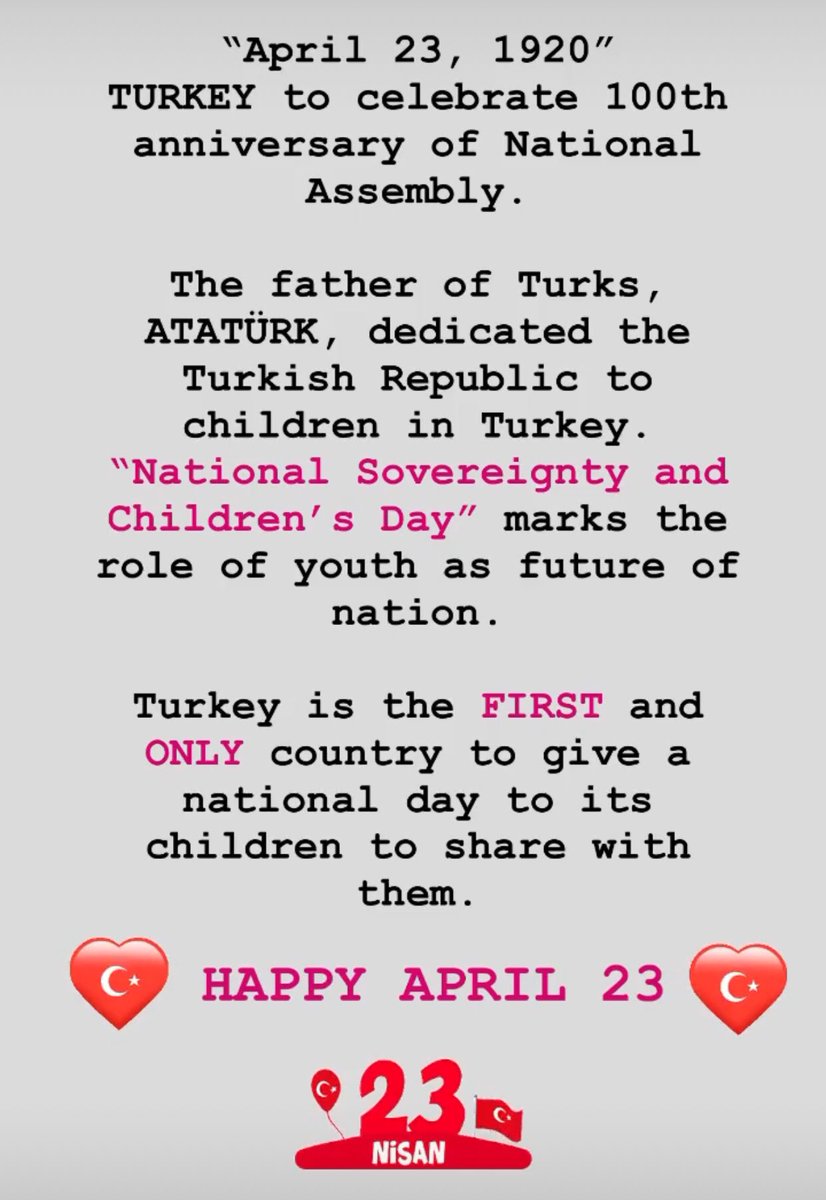 RahmanBasaran's tweet photo. Happy National Sovereignty and Children’s Day 🇹🇷🇹🇷🇹🇷 https://t.co/w7aaUv5Khr