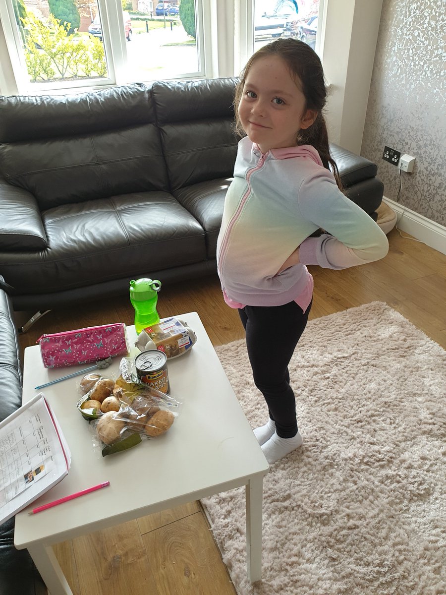 VicMuir's tweet photo. EM working on her farming topic checking out all the food in our cupboards!!! 😀 @P3PWallacestone #WPSfamily https://t.co/HCaZB4LOzV