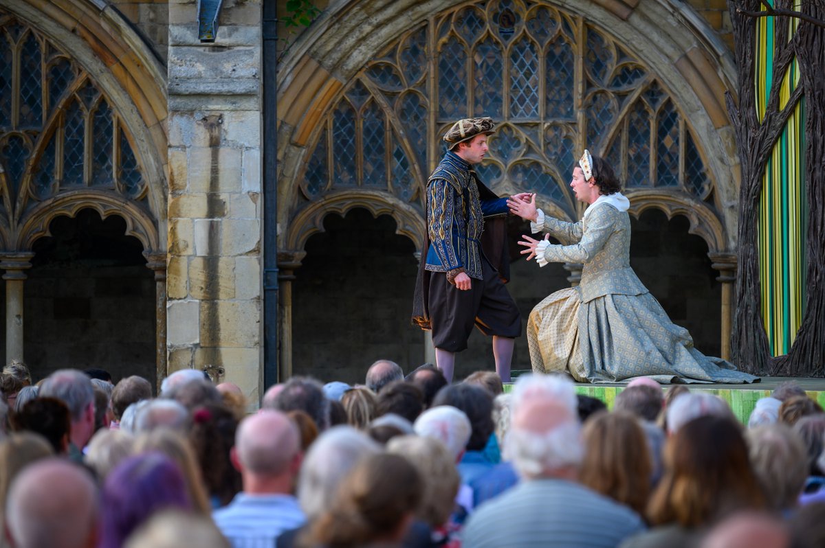 Nrw_Cathedral's tweet photo. To celebrate Shakespeare’s birthday, here’s a look back at our 2019 #Shakespeare Festival with #TLCMDream! We’re sad we won’t now be seeing @TLCMuk in the Cathedral’s cloisters this summer, but we're looking forward to welcoming the company back in summer 2021 with #TLCMMacbeth! https://t.co/sc8EqT3zs3