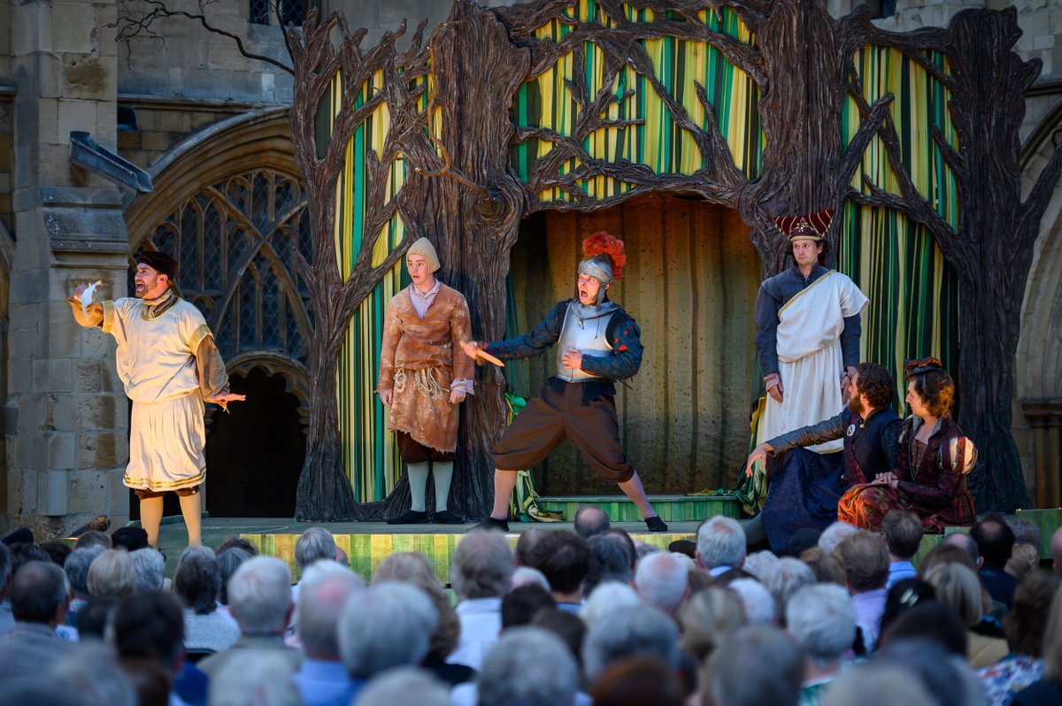 Nrw_Cathedral's tweet photo. To celebrate Shakespeare’s birthday, here’s a look back at our 2019 #Shakespeare Festival with #TLCMDream! We’re sad we won’t now be seeing @TLCMuk in the Cathedral’s cloisters this summer, but we're looking forward to welcoming the company back in summer 2021 with #TLCMMacbeth! https://t.co/sc8EqT3zs3