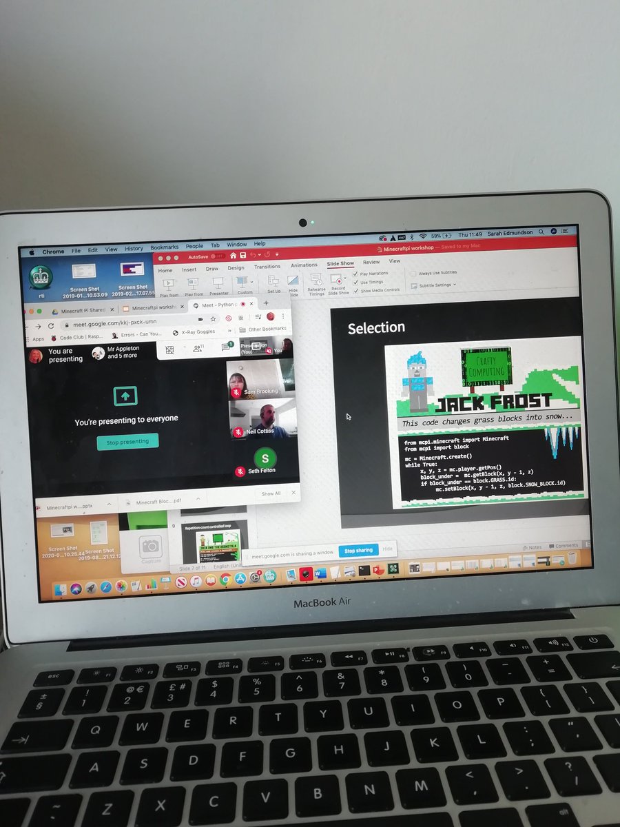 CraftyComputing's tweet image. Another great group of teachers at my remote #minecraftpi workshop at @CompAtSch CAS Port of Blyth Community Meeting today using python on the #raspberrypi.