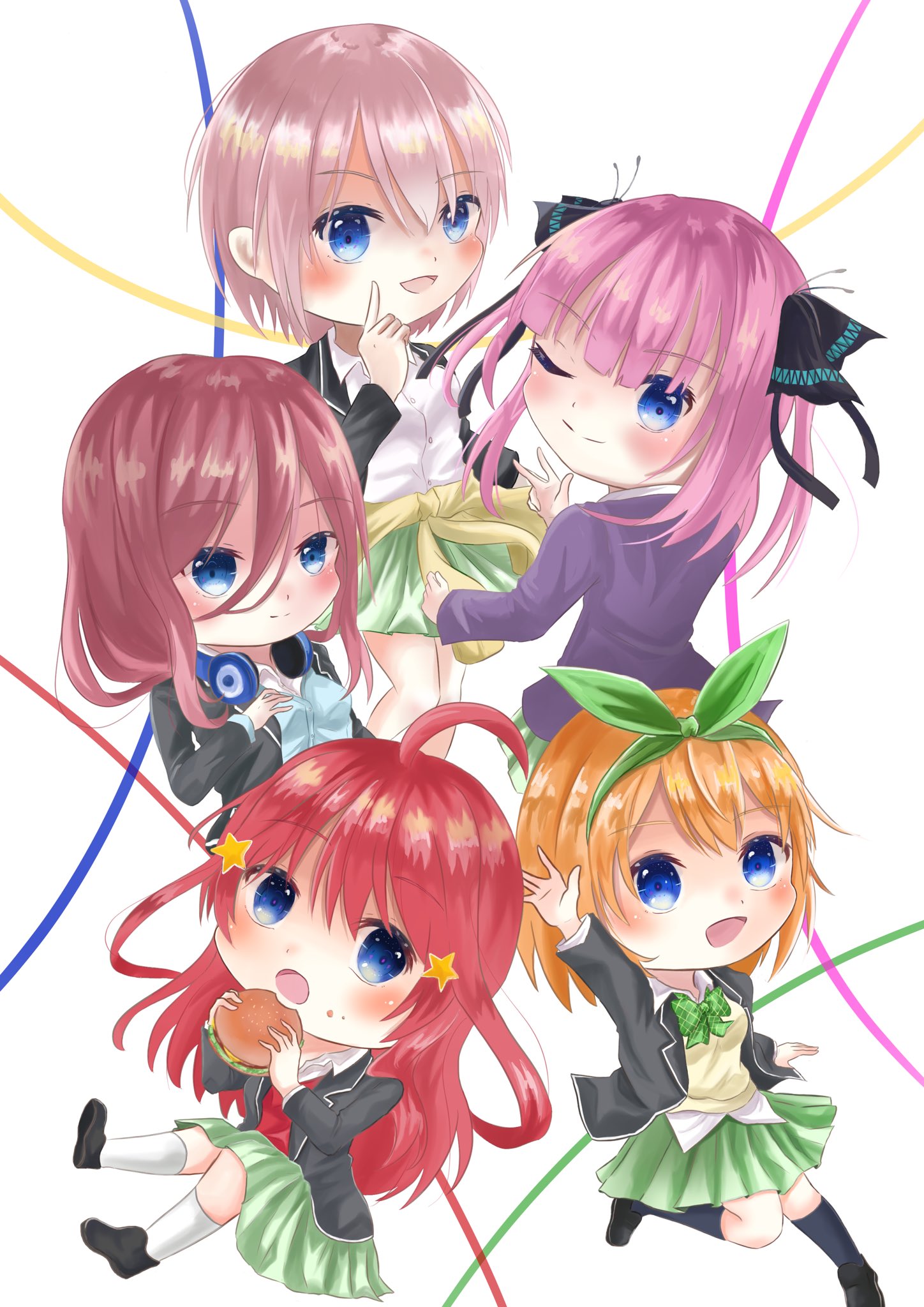 夢月リリナ 五等分の花嫁ちびキャラ描きました イラスト 五等分の花嫁 中野一花 中野二乃 中野三玖 中野四葉 中野五月 T Co Qqyyvy2yff Twitter