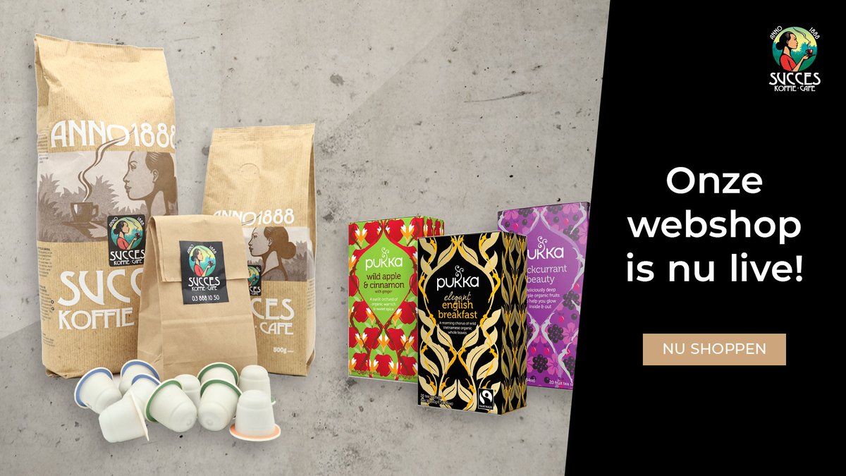 succeskoffie's tweet photo. Succes Koffie lanceert zijn nieuwe webshop voor particulieren! 🚀

Wij brengen onze overheerlijke koffie en thee naar jou thuis. Kies op https://t.co/OIwBxFEFUo jouw favoriete koffie (gemalen, bonen én Nespresso-compatibele capsules) of Pukka-thee.

Geniet ervan! ☕️ https://t.co/LSQYfoZH3a