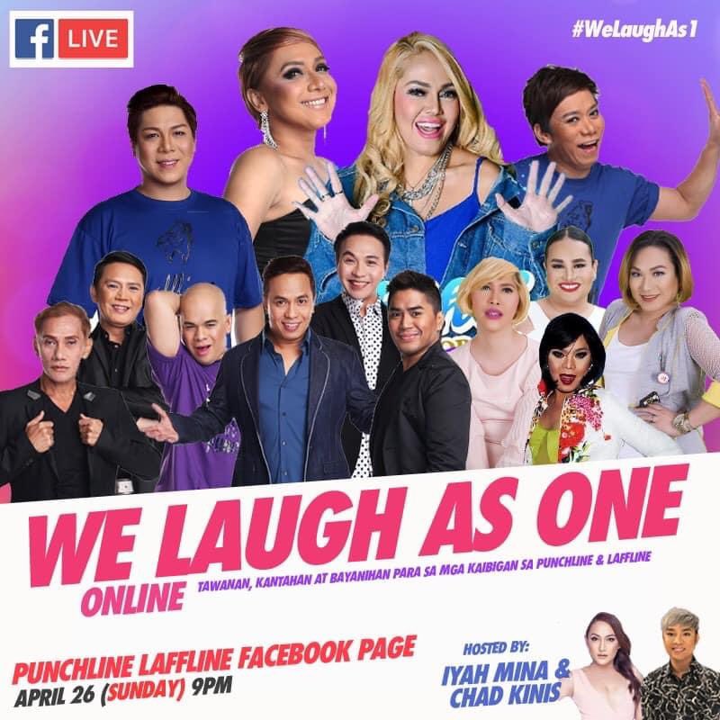 ONLINE Tawanan, Kantahan at Bayanihan para sa mga kaibigan sa Punchline at Laffline.

Manuod lang sa Facebook LIVE ng Punchline Laffline ngayong April 26(SUNDAY) at abangan ang iyong mga paboritong komedyante!