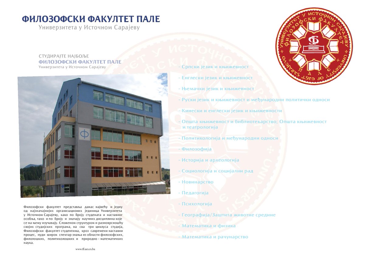 filozofski_pale's tweet photo. Упис 2020/2021 - Студирај најбоље
#ffuis #univerzitetuistocnomsarajevu
#universityofeastsarajevo #upis #upis2020 #studenti #filozofskifakultetpale #studirajnajbolje https://t.co/I5h5eWPjJX