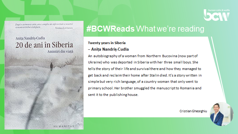 Book recommendation :  @CristianGhe80Twenty Years In Siberia by Anița Nandriș-Cudla #worldbookday2020   #BCWReads