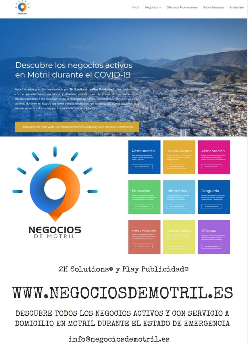 aytomotril's tweet photo. El @aytomotril amplía su carta de servicios en línea en apoyo  al sector comercial.
➡️En colaboración con asociaciones de comerciantes y con las empresas @HighHardware  y @guia_play_ , se crea una plataforma digital para informar de los negocios activos durante el confinamiento. https://t.co/48rKwGBqYE