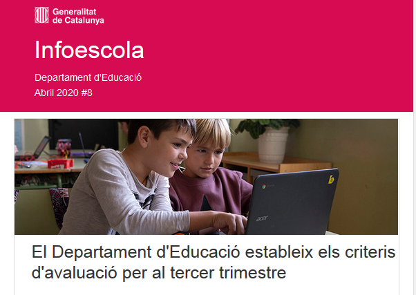 📰 Famílies, hem publicat una nova edició del butlletí mensual #InfoEscola 👨‍👩‍👧‍👦 

🗞️ Hi trobareu totes les informacions actualitzades sobre la incidència del #coronavirus en el sistema educatiu

🔗 ensenyament.gencat.cat/ca/departament…
