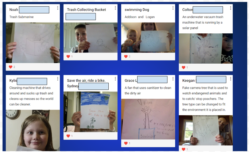 edtechVicki's tweet photo. 2nd graders @EasternYorkSD @canadochly @KreutzCreek @WrightsvilleElm read the story, Rebuilding the Brilliant Deep - a story about saving Coral Reefs. Then, they designed their own way to help save the planet! #STEMinPA #remoteSTEM #EarthDay2020 https://t.co/QXsV2DJWRA