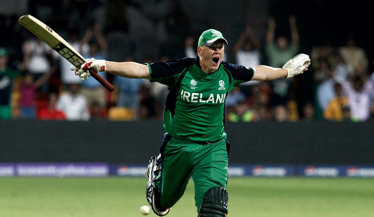 After 25 overs, Ireland were struggling on 111-5 as they chased 328 for victory. Enter Kevin O'Brien.He smashed 113 runs off 66 balls, including 13 fours and six sixes, as Ireland beat England for the first time in their history.The fastest World Cup century.