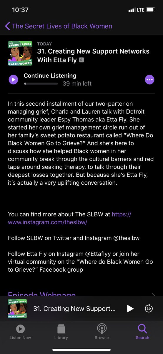 theslbw's tweet photo. Today’s episode is the very special second half of our conversation about managing grief with Detroit staple Etta Fly! She runs a grief circle for black women out of her family-owned sweet potato restaurant. She came through to teach us about how we can create space too. https://t.co/H9pT9w68s7
