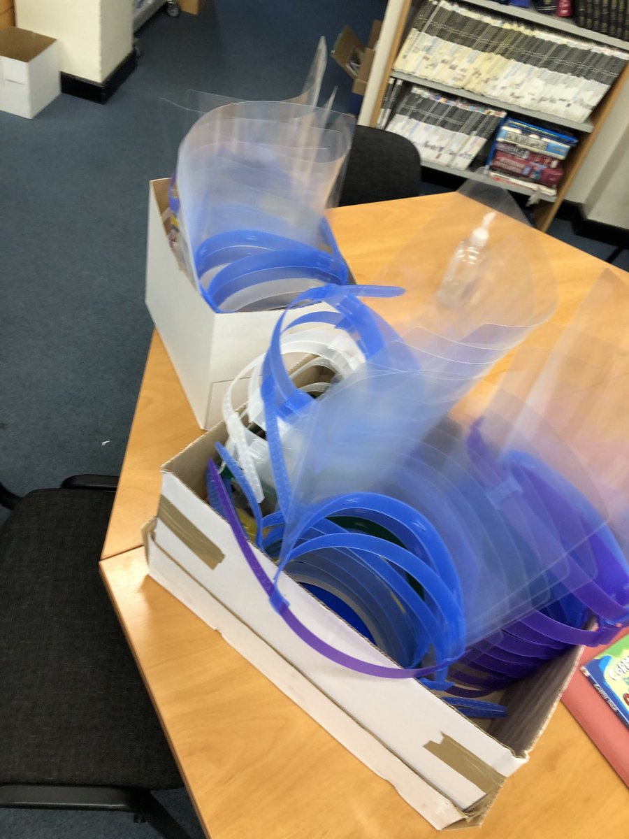 Another batch of around 50 visors heading out from ⁦<a href="/CampdenDT/">Campden DT</a>⁩ to Quinton Nursing Home today to help with their efforts ⁦<a href="/CampdenSchool/">Chipping Campden School</a>⁩ all made on the schools Laser cutter
