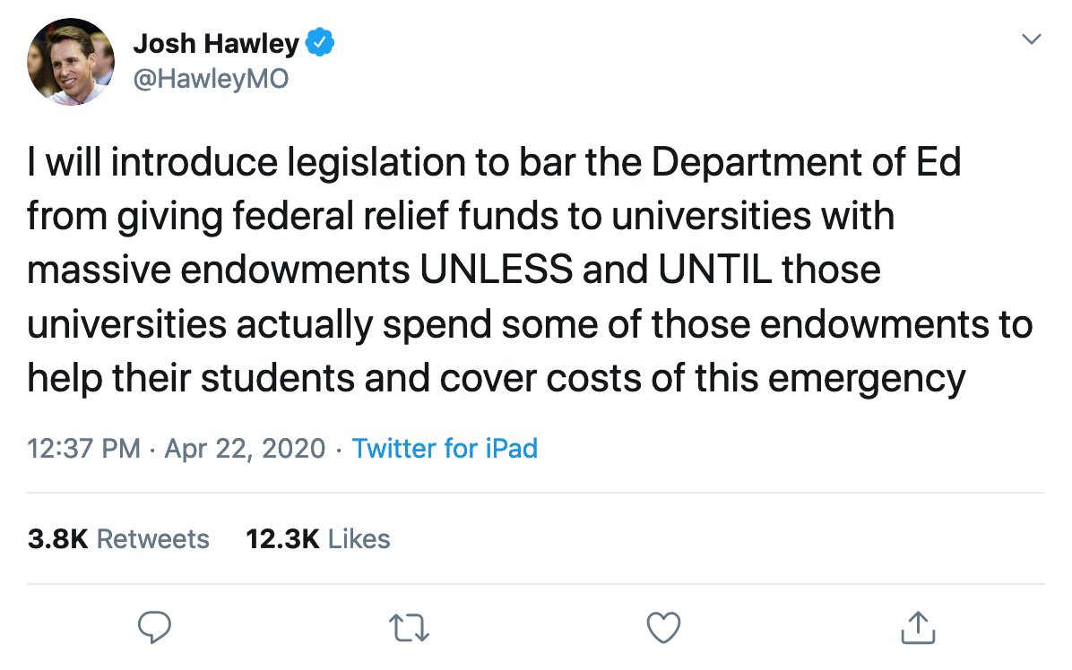 Check out this self-proclaimed constitutional lawyer who apparently hasn't heard of Uniform Prudent Management of Institutional Funds Act, which is . . . a law passed by the body to which he belongs.