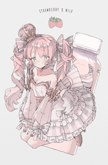 いちごミルク おもちチャウダーのイラスト