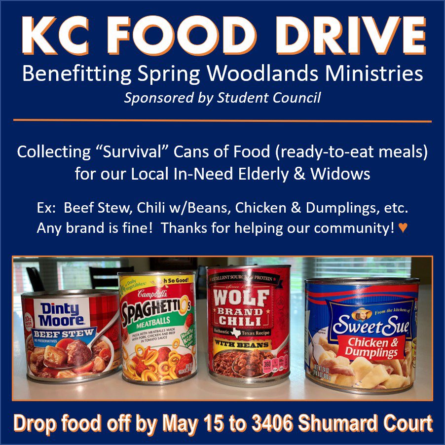 KCTigerFootball's tweet photo. Calling all ⁦@KleinCollins⁩ students and ⁦@KCtigerathletic⁩ student-athletes. We know a lot of you guys have been seeking ways to serve during this Pandemic. We now have an avenue. Drop food off by May 15 to 3406 Shumard Court. #TigerPride #Serviceoverself https://t.co/JuJl0VZWEz