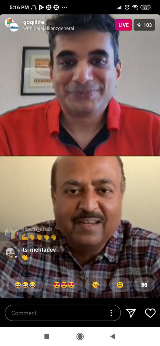 It was great listening @tapansinghel & @vishalgondal on the occasion of the virtual launch of the BAGIC-GOQII health insurance plan on #Instagram . Appreciate the vision of these two business leaders. Features of the product is exciting indeed. #HumFittoIndiaFit #HealthTech