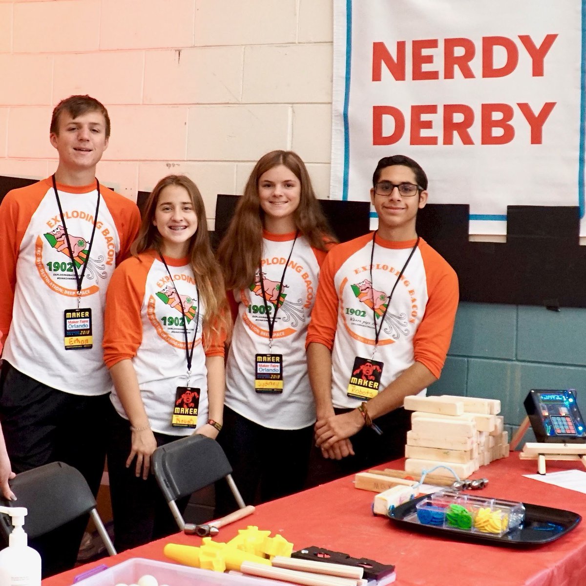FRCBacon1902's tweet photo. Day 4 of #12DaysofOutreach
Each year, we love to share STEM in our community at the @OrlMakerFaire! Our robots always draw a crowd of people eager to learn about @FIRSTweets. Last year we even had an opportunity to help out with the Nerdy Derby! https://t.co/bpHm7vPxtL