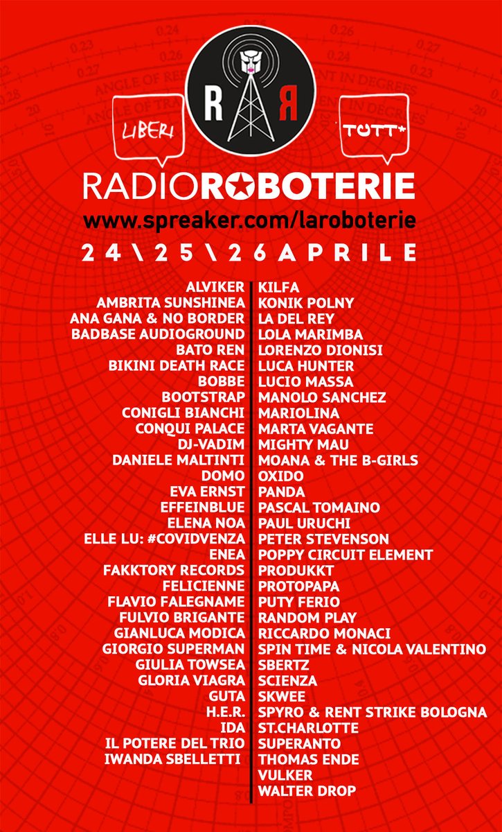 LaRoboterie's tweet photo. RadioRoboterie • Liber*Tutt*
da domani alle ore 16.00
ON AIR ! https://t.co/XQ0KD4Wv0K
feel free to share it !
https://t.co/Vvldgo1VR8 https://t.co/YOPxubcD7v