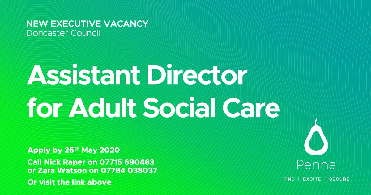 pennaexecutive's tweet photo. Doncaster Council are working with the Penna team to recruit their new Assistant Director of Adult Social Care.  To download a copy of the candidate briefing pack, please view https://t.co/PLmtKFKd0X or contact Nick Raper on 07715 690463 or Zara Watson on 07784 038037. https://t.co/1B2LhJ8Bw4