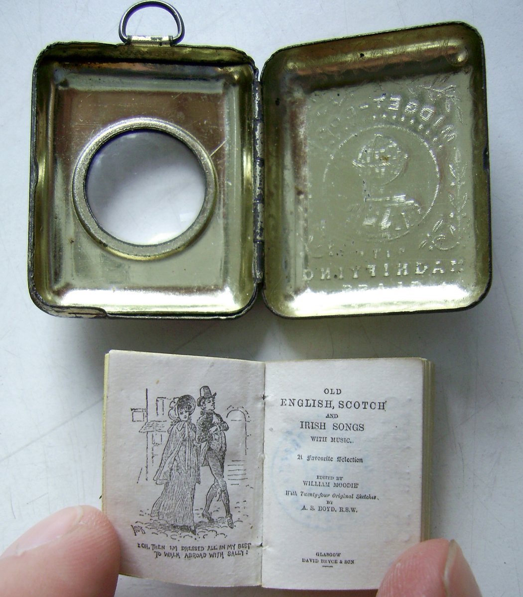 And this rather charming miniature book of songs from 1893 is accompanied by a handy locket with integral magnifying glass >  https://blog.nls.uk/the-smallest-score-in-the-national-library-of-scotland/ #Theseweepages