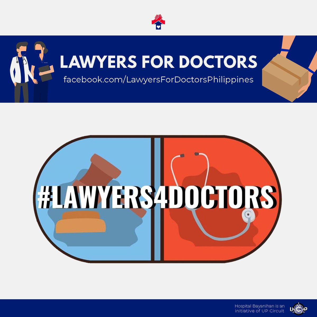 HospitalBayani's tweet photo. Thank you, LAWYERS FOR DOCTORS, for partnering with us in helping our frontliners! Find out more about them at https://t.co/Ku8WbIdJeO!

#HospitalBayanihan
#SolusyongMedikal
#BangonPilipinas https://t.co/rqbSRQvJvy