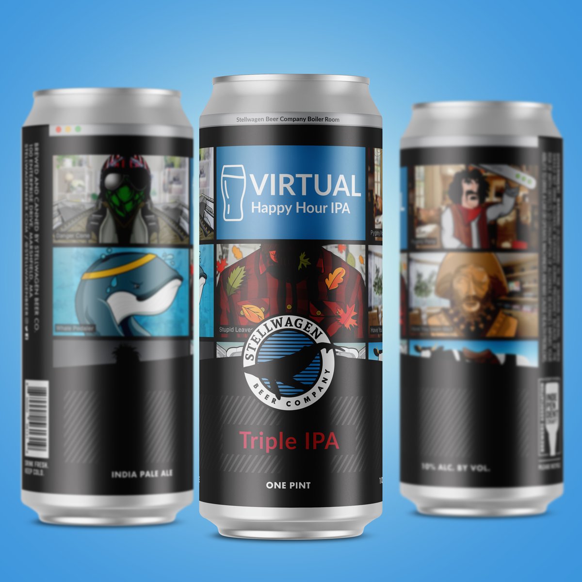 FatBassetDesign's tweet photo. More fun coming out of @stellwagenbeer with the release of Virtual Happy Hour! The design features the main characters from recent #stellwagenlabels on a video conference with each other. In practicing proper social distancing they are all residing in their home offices https://t.co/OKxo67KJ7a