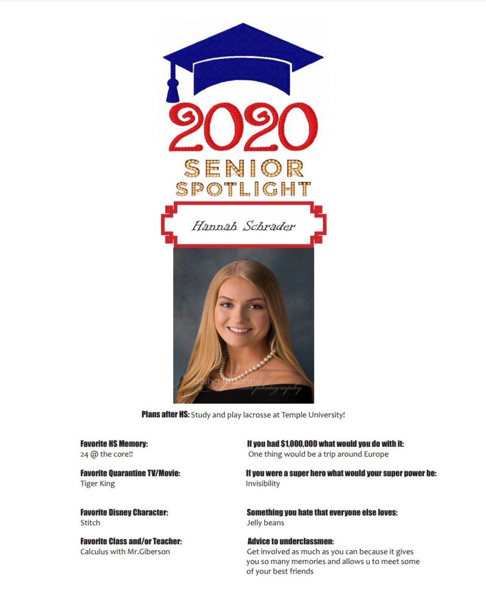 misstaylortwp's tweet photo. Good morning TWP! Our next 2020 Senior Spotlight is class officer is Hannah Schrader! @twppride @Cac823Carol @MrGibersonTWPD1 https://t.co/bqXP02vKMZ
