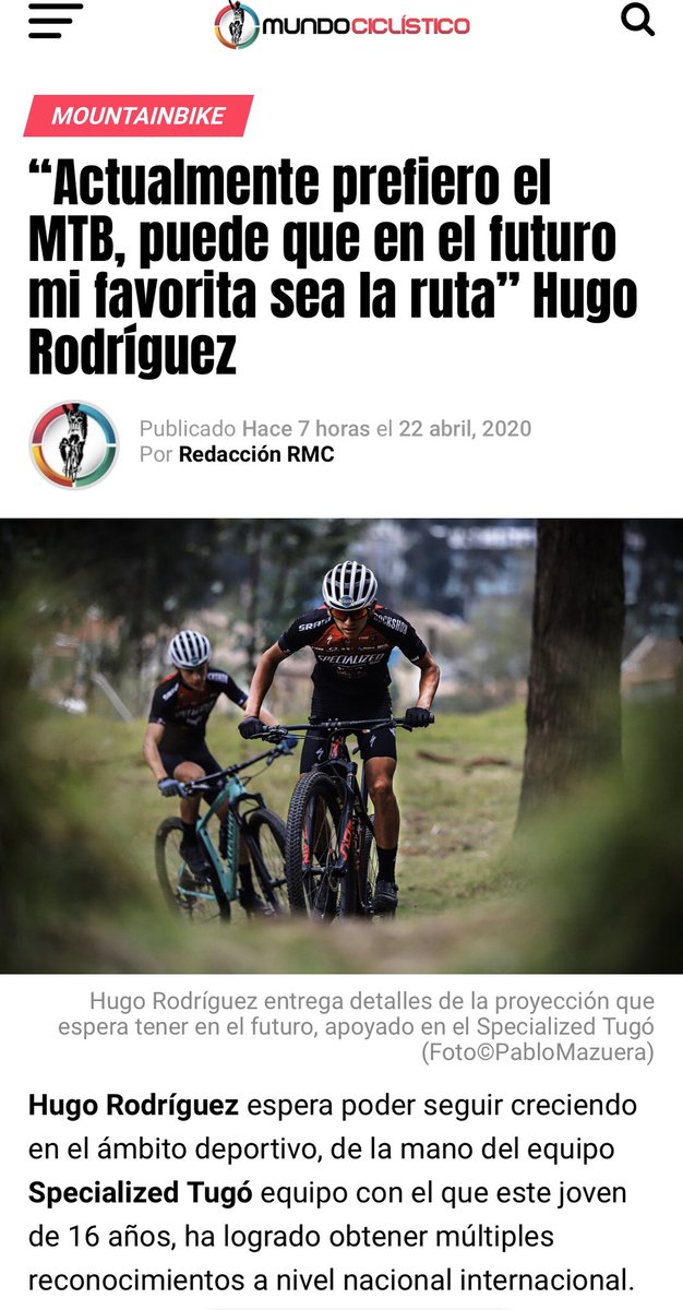 specializedtugo's tweet photo. Las palabras de Hugo “el rápido” Rodríguez en @mundociclistico https://t.co/bEKg2gYPl0
