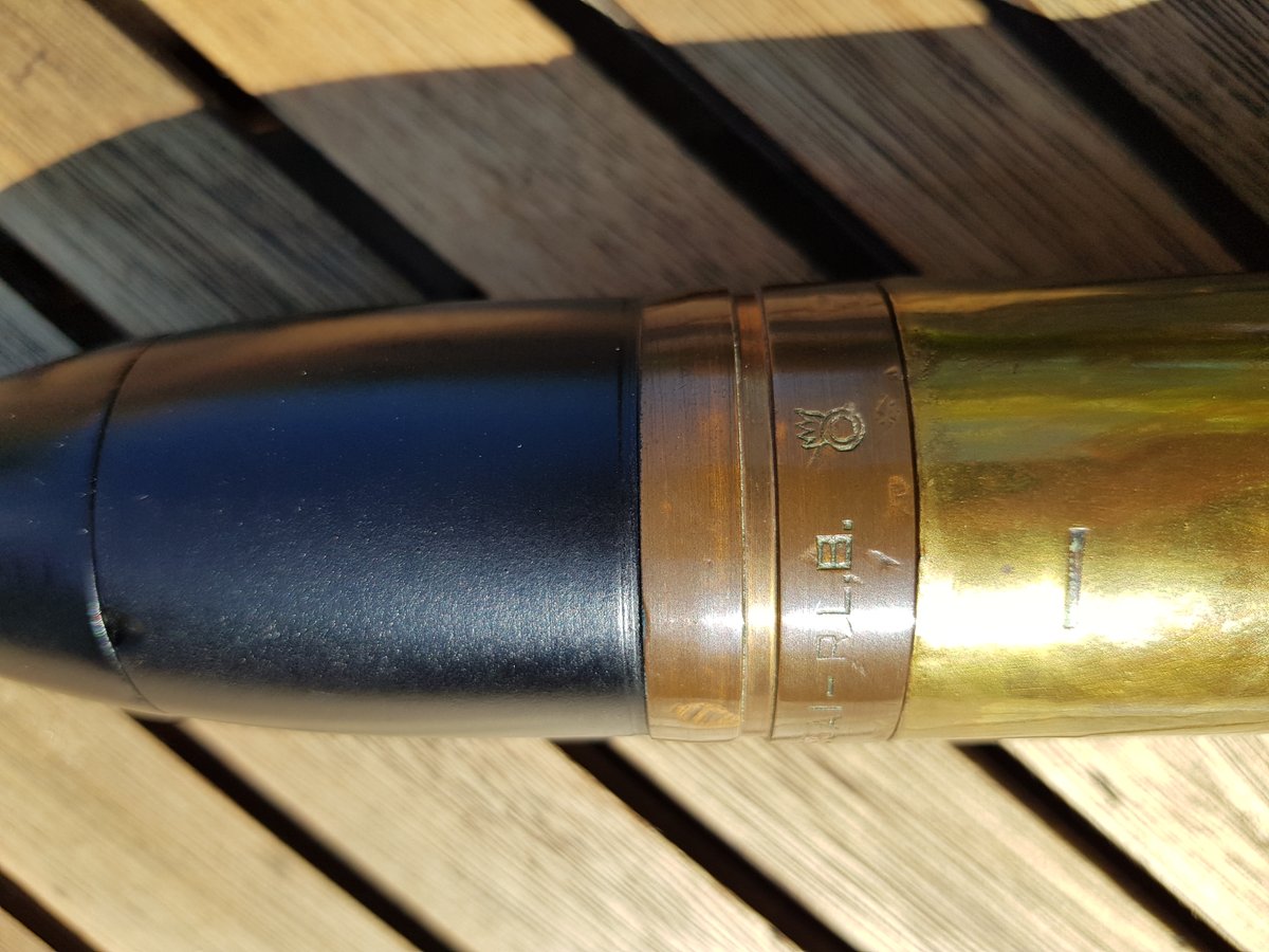 WW2Ordnance's tweet photo. #inertordnance for today is a US #WW2 #37mm (37x222) M16 round for the Stuart Light Tank and M3 antitank gun, this vareint is a M55A1 practice round, empty HE body fitted with a dummy fuze. Both projectile and case are dated 1942. https://t.co/8aU4CPJpM7