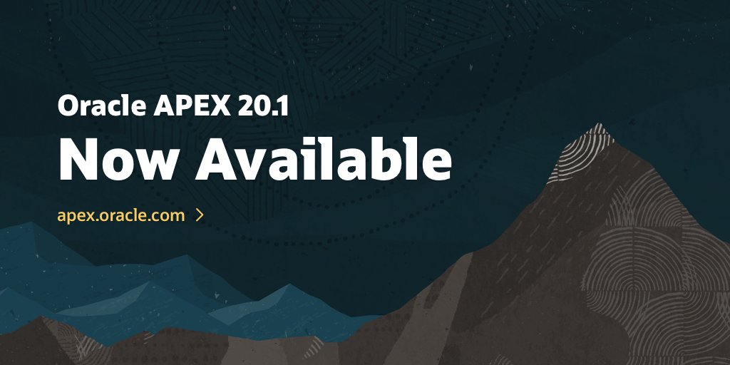 OracleAPEX's tweet photo. Oracle APEX, the world's most popular low-code platform for enterprise apps, changes the game yet again.

@Oracle announces the general availability of APEX 20.1

Learn more: https://t.co/bOOxtl5dlA

Read the announcement: https://t.co/IMgiaBK24o

#orclapex #LowCode #oracle #MOCA https://t.co/yxGcNz5aiI