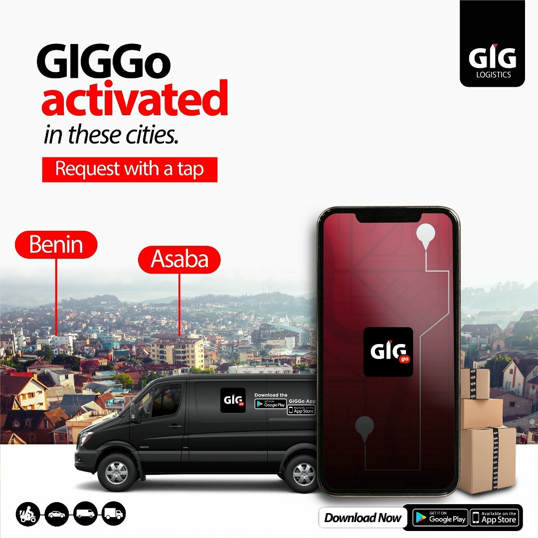 GiGLogistics's tweet photo. #GIGGo, your one-stop delivery app, is now active in Benin & Asaba.
Experience fast, affordable and convenient delivery from the comfort of your home when use the #GIGGoApp. Download now ๐ฒ at https://t.co/IYNFpgwBL4
#homedelivery #expressdelivery #stayhome #staysafe https://t.co/hNLUJcyT7H