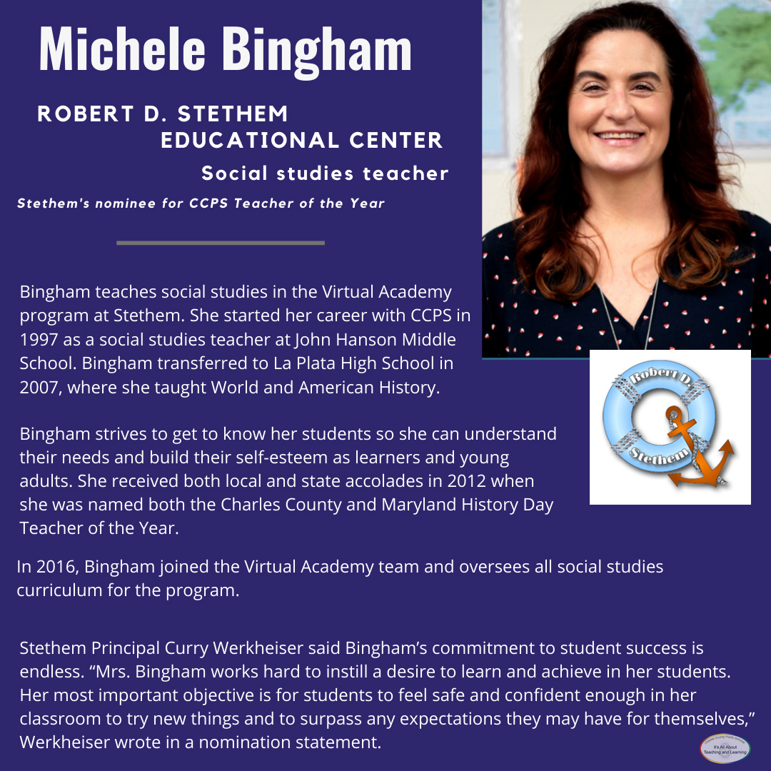 CCPS's tweet photo. CCPS is celebrating Teacher of the Year nominees. Each school and center nominated a teacher for the 2020 Washington Post Teacher of the Year and Charles County Teacher of the Year award programs. Read more at https://t.co/Odq3erg8Kn. https://t.co/JluoebeqLi