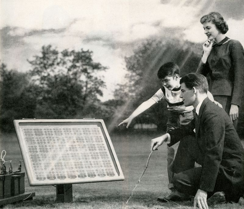 7/ It all started 16 years before the first Earth Day, in 1954, when Bell Laboratories unveiled the first photovoltaic cell. They called it the “solar battery,” and the ads for it are charming.  https://www.bloomberg.com/news/articles/2020-04-23/the-energy-revolution-that-started-in-1954-is-reaching-its-crescendo?sref=JMv1OWqN