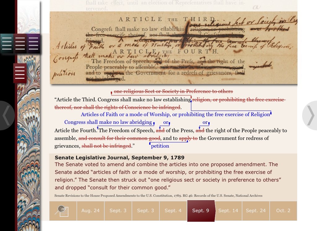 CongressArchive's tweet photo. By exploring the app #CongressCreatesTheBillOfRights, students will learn about the historic role of #Congress in proposing amendments that shored up public support for the newly ratified #Constitution. #LearnFromHome #TeachFromHome #distancelearning https://t.co/CI4WuaOukQ https://t.co/oRN8S3B8qX