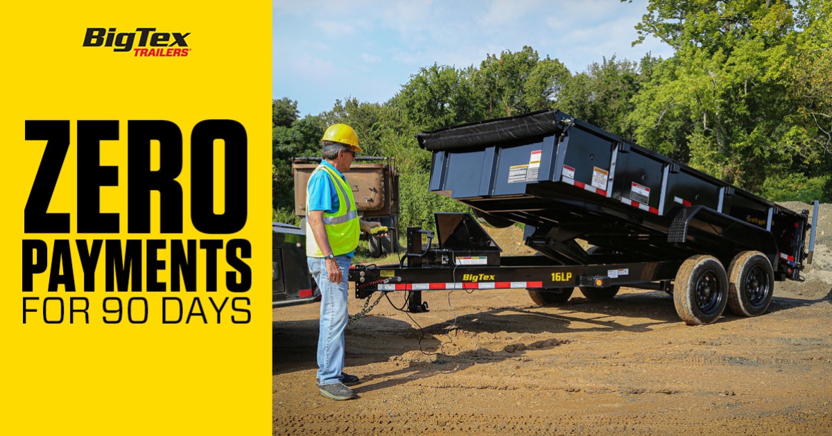 bigtextrailers's tweet photo. Don’t keep your crew idle because you don’t have a trailer — get a new Big Tex trailer today and take advantage of our Zero Payments for 90 Days program available through CurrencyPay. For well qualified buyers. Subject to credit approval. #GetToWork #16LP https://t.co/2RbX1CVtCI