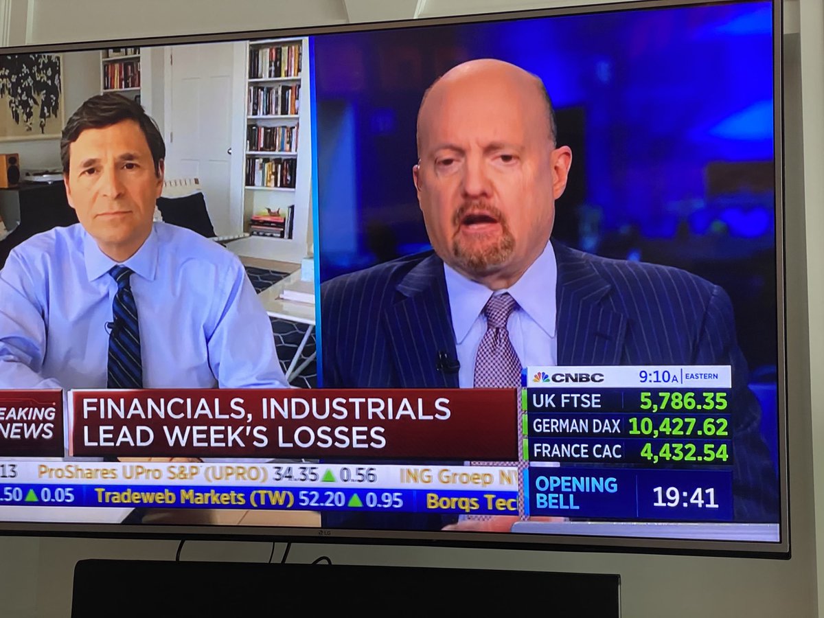 During self quarantine the whole family gets to now enjoy tons of CNBC along w this investor. My wife just asked if Jim Cramer is always on the air. Further commenting on his crazy high energy level. Go ⁦@jimcramer⁩ ⁦@CNBC⁩