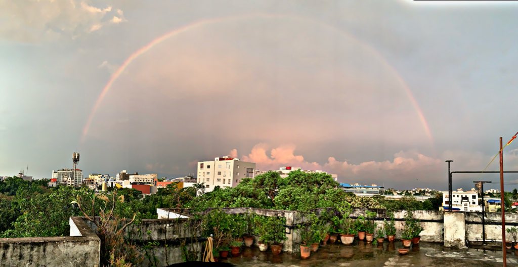 After a great storm, comes a bright Rainbow 🌈 

#kolkatarains #rainbowsighting #naturephotography #panoramashot