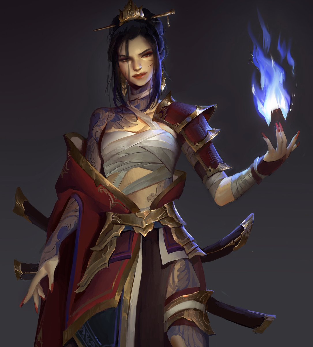 Painted the queen #azula in her older years, and designed an edgier look for her! Really enjoyed adding the tattoo sleeve 💕 ~

#fanart #AvatarTheLastAirbender #conceptart