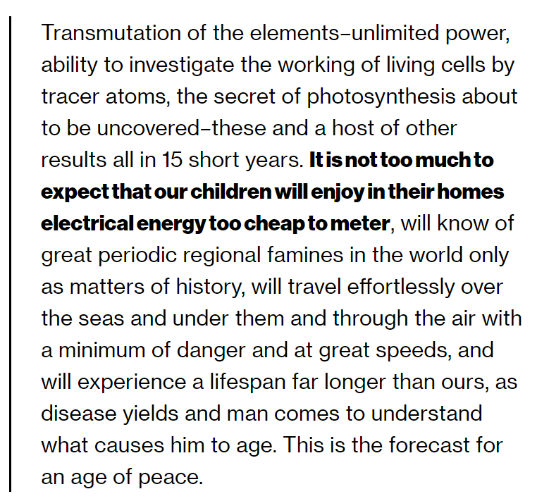 17/ There’s a key section, one that’s been bandied about often since: "It is not too much to expect that our children will enjoy in their homes electrical energy too cheap to meter"  https://public-blog.nrc-gateway.gov/2016/06/03/too-cheap-to-meter-a-history-of-the-phrase/