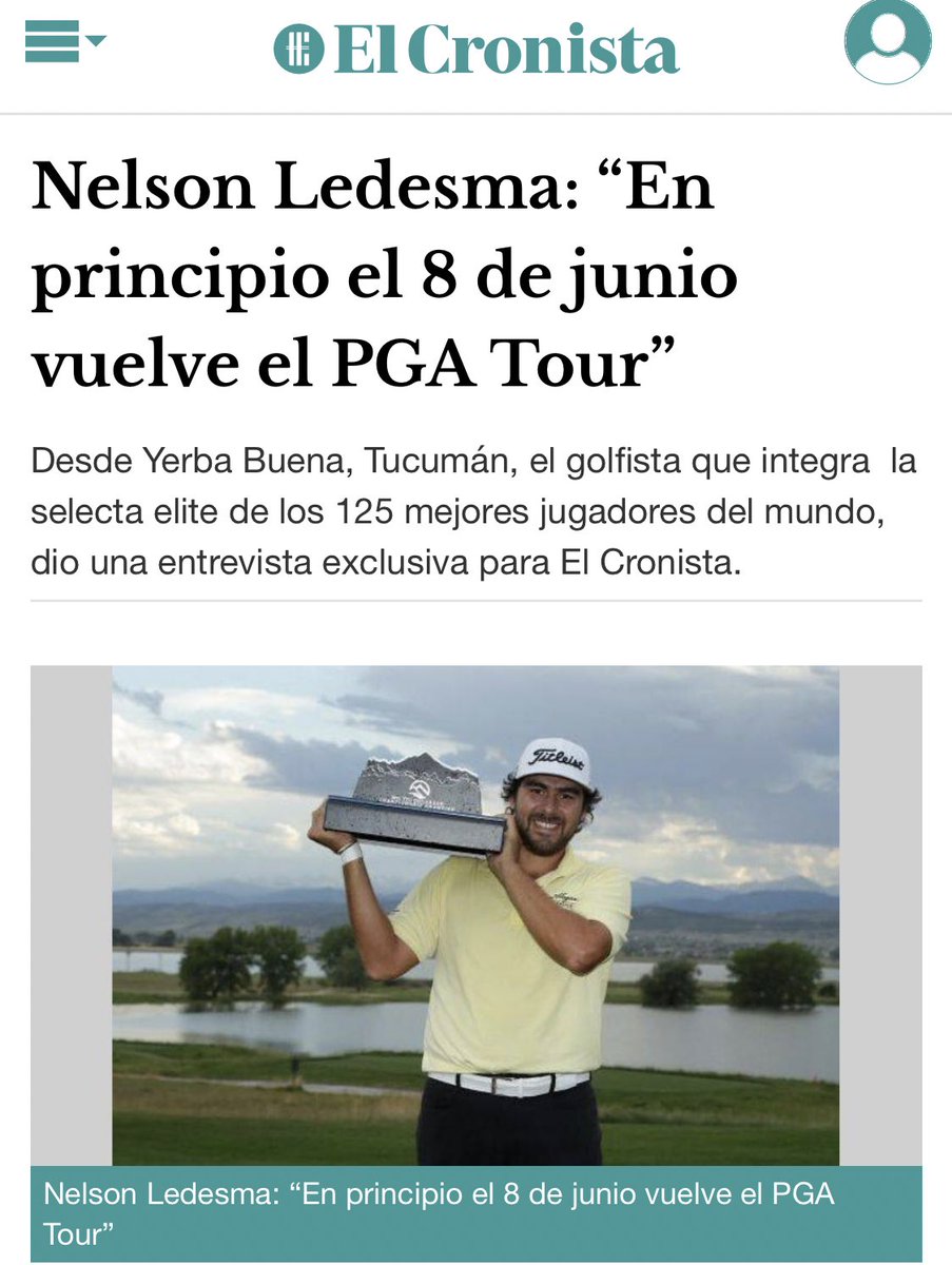 Hoy salió una linda nota en <a href="/Cronistacom/">El Cronista</a> si bien el <a href="/PGATOUR/">PGA TOUR</a> ya tiene fecha de regreso todavía muy tranquilos. Trabajando desde casa con mi equipo y siguiendo día a día las novedades. #quedateencasa #somosresponsables #cuidate