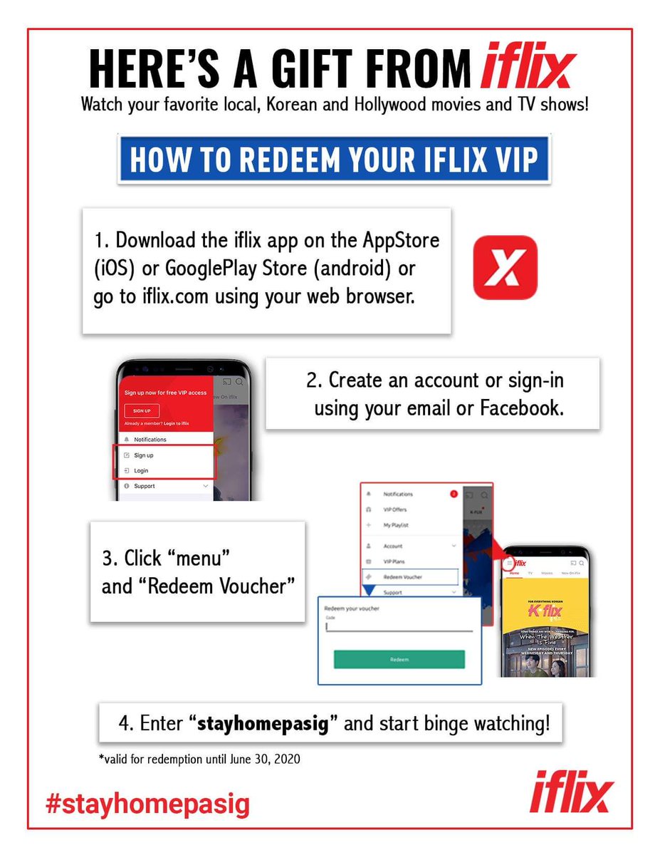 kikorustia's tweet photo. Pasig is sharing the city's iflix VIP access for you to #StaySafeStayHome!!

Binge on local favorites and international blockbusters FOR FREE!!

Just follow the instructions below!

Thanks @iflixph and mayor @VicoSotto!! 

Please share and RT! 😘 And no, this ain't fake news!🤣 https://t.co/7iFHhNQ0BV