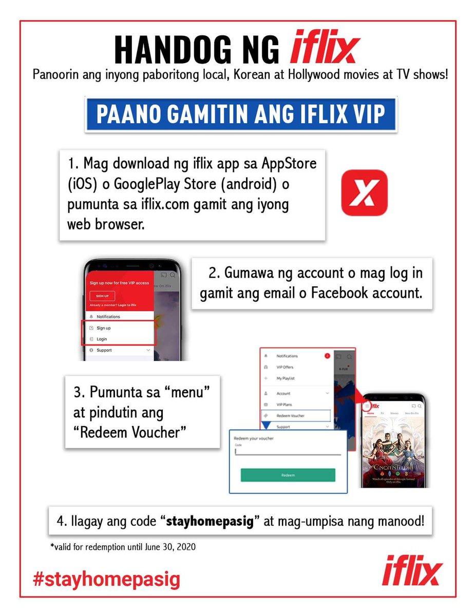 kikorustia's tweet photo. Pasig is sharing the city's iflix VIP access for you to #StaySafeStayHome!!

Binge on local favorites and international blockbusters FOR FREE!!

Just follow the instructions below!

Thanks @iflixph and mayor @VicoSotto!! 

Please share and RT! 😘 And no, this ain't fake news!🤣 https://t.co/7iFHhNQ0BV