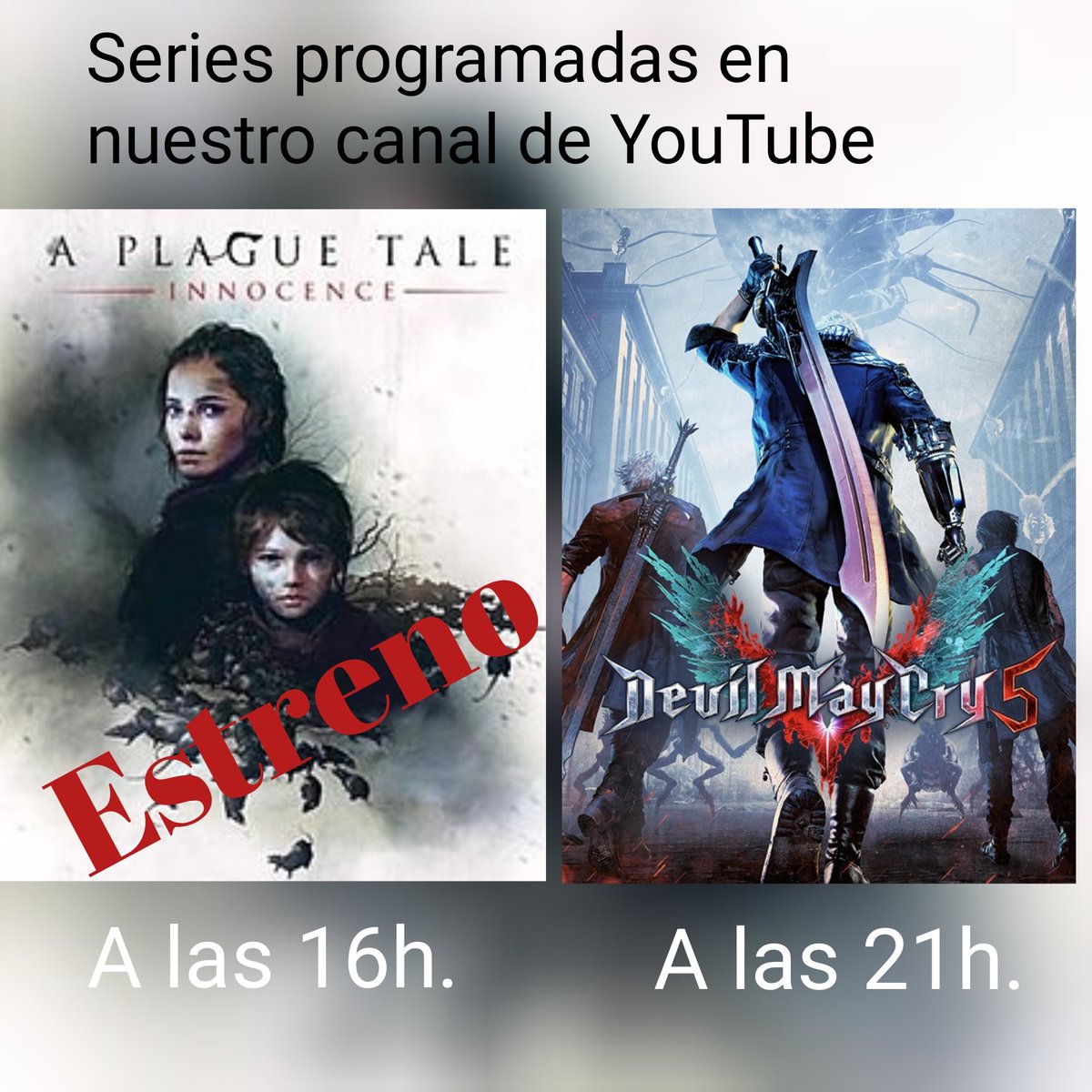 CriticaVideojue's tweet photo. Hoy estreno de nueva serie de resubidos en nuestro canal de YouTube #APlagueTaleInnocence y seguimos unos días más con #devilmycry5 https://t.co/MPNgafKY47