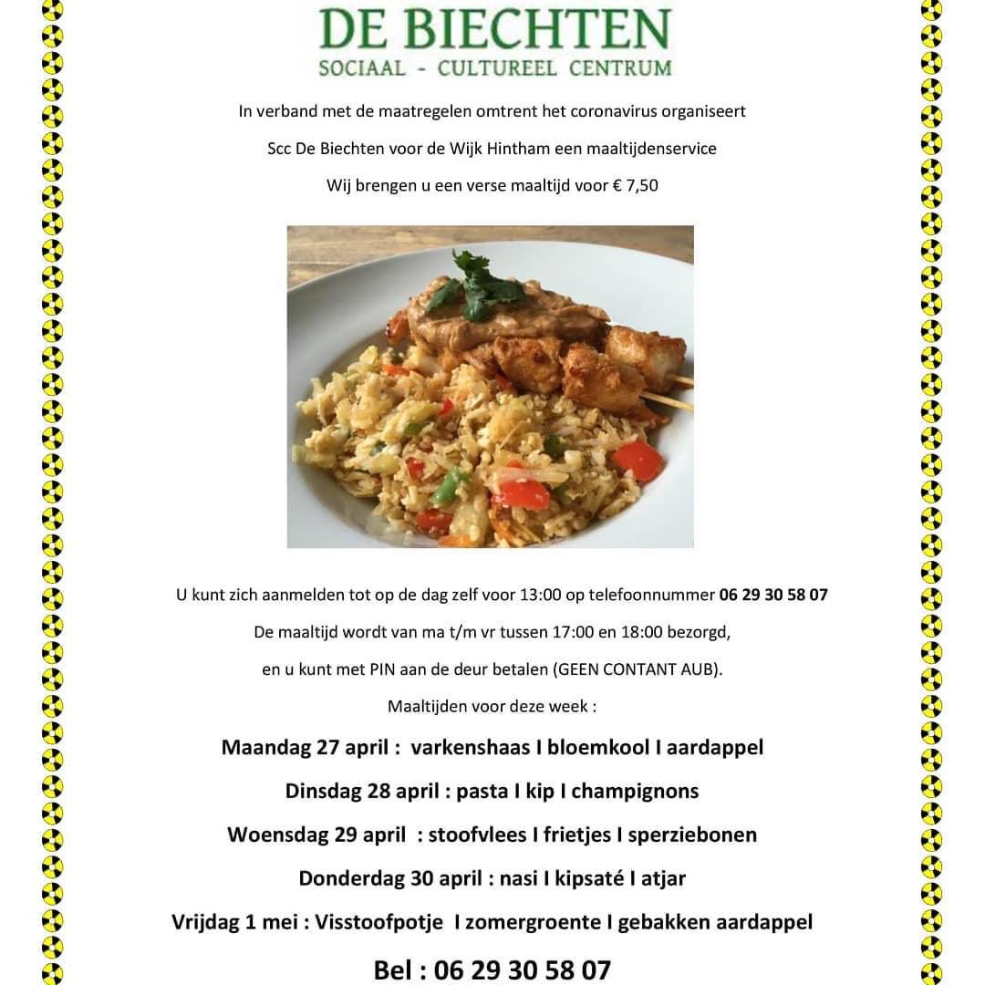 Het menu voor volgende week: