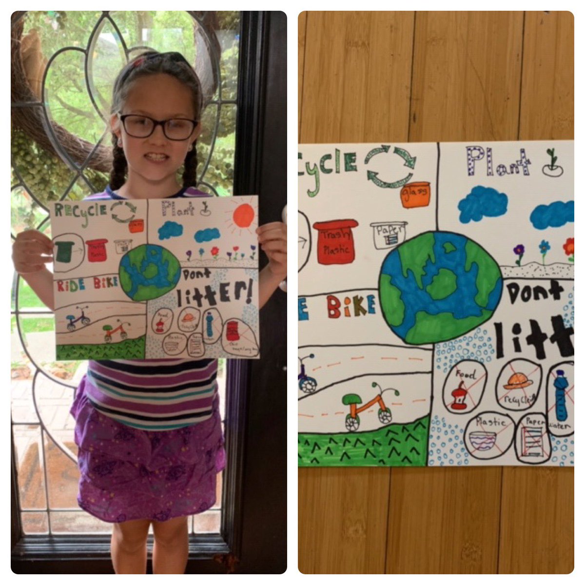 Kennedy made an awesome poster for Earth Day yesterday <a href="/HumbleISD_MBE/">Maplebrook Elem</a> I love all the details you added. Thank you for sharing 🌎♻️❤️🧡💛💚💙💜<a href="/VisualArtHumble/">Humble ISD Visual Arts</a> #mbebears2020 #mbeisfamily #bethelight