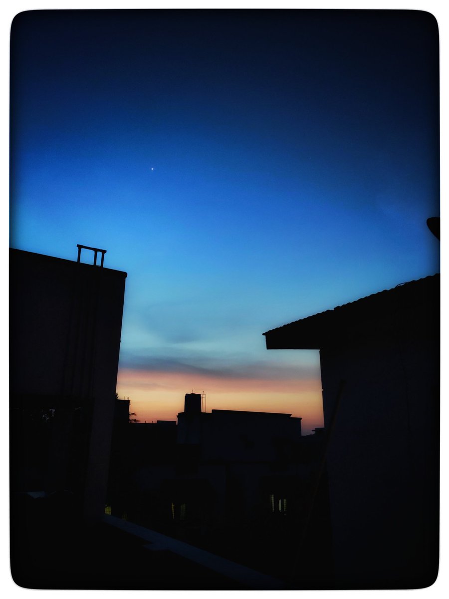  #Dusk scenes  #silhouette twinkling VenusThe second pic is of my neighbor's terrace... They're playing nice music right now  and there's a lovely breeze blowing... 
